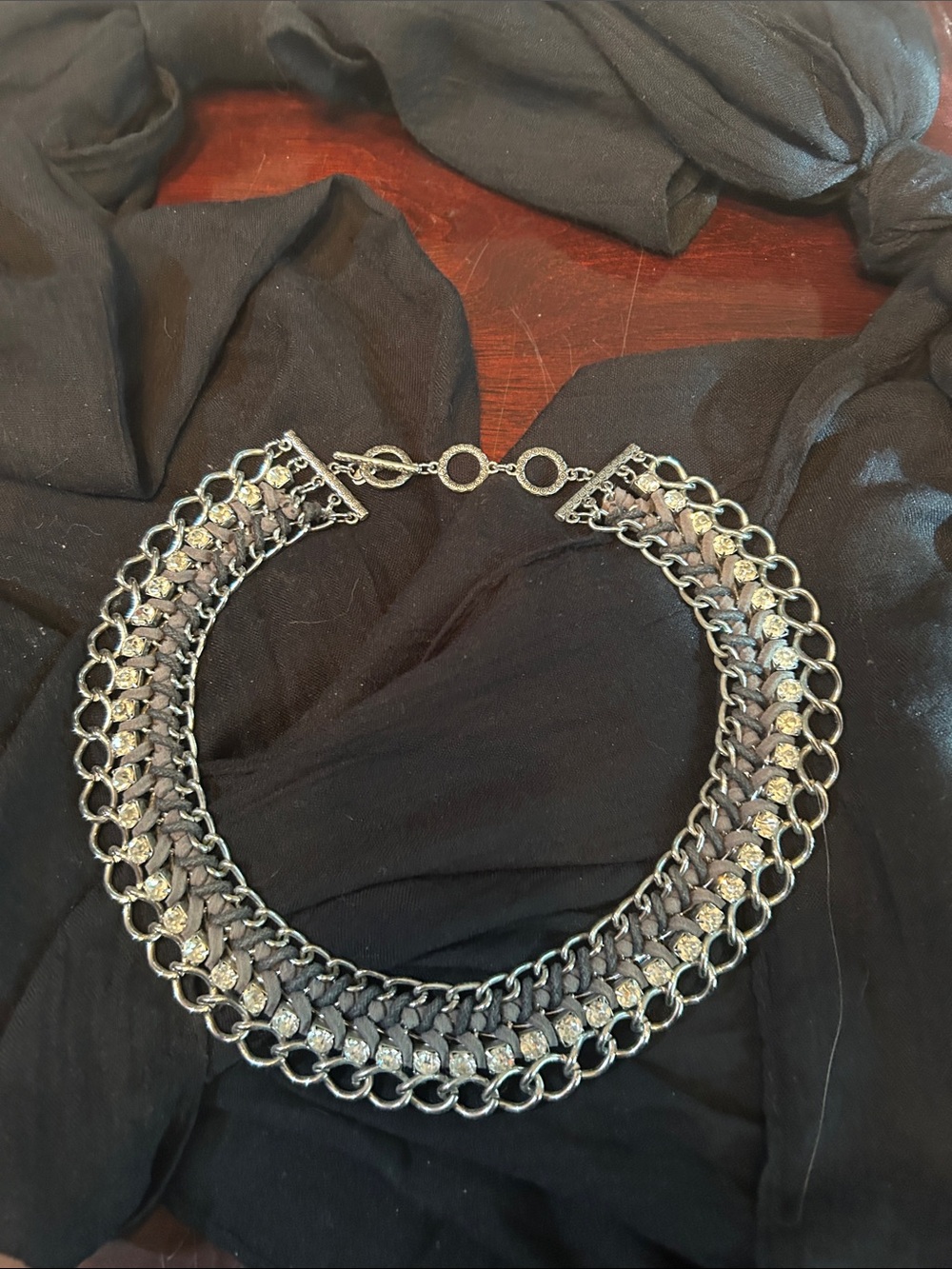 Charming Charlie Silver-Tone Layered Chain Collar Necklace